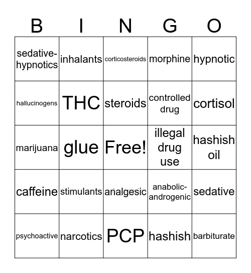 DON'T DO DRUGS Bingo Card