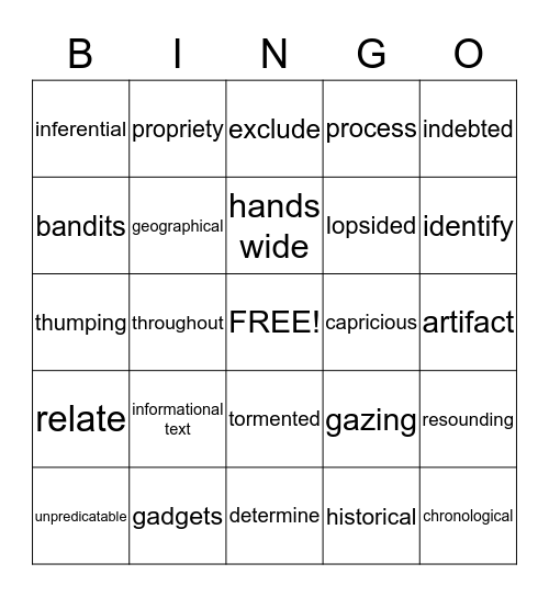 5th Grade ELA BINGO #2 Bingo Card