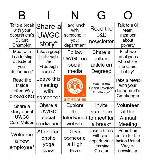 United Way of Greater Cleveland CULTURE BINGO Card