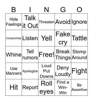 Conflict Resolution Bingo Card