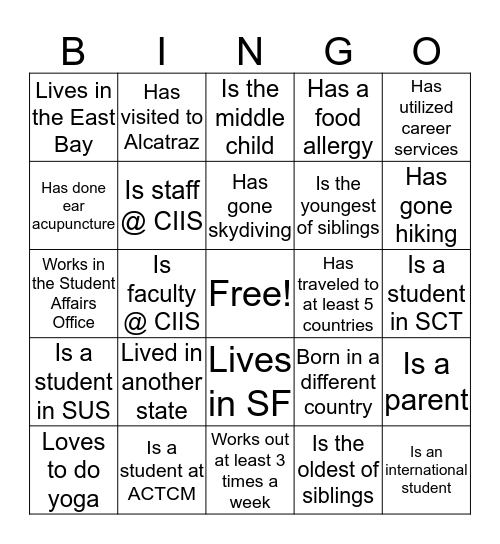 Kick Off Celebration Bingo Card