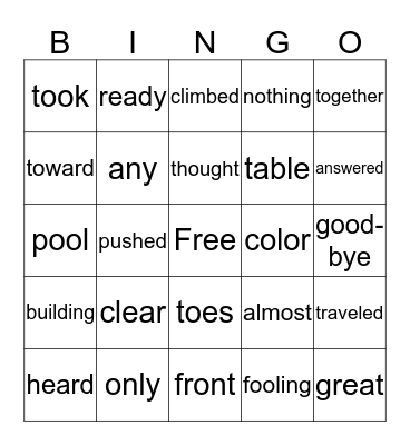 First Grade--Theme 6 Bingo Card
