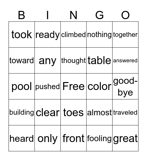 First Grade--Theme 6 Bingo Card