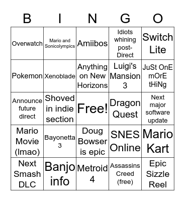 Nutty Bingo Card