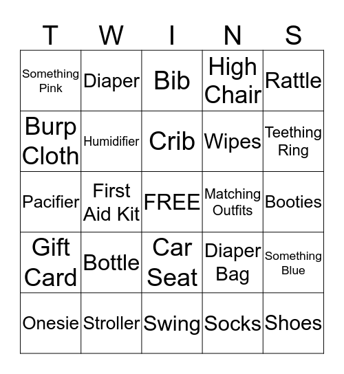 Baby Shower Bingo Card