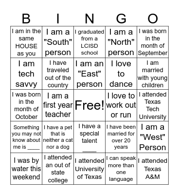 RJH Family September 4th Bingo Card