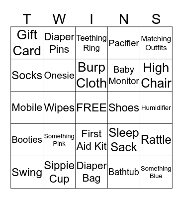 Baby Shower Bingo Card