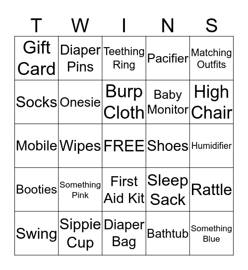 Baby Shower Bingo Card