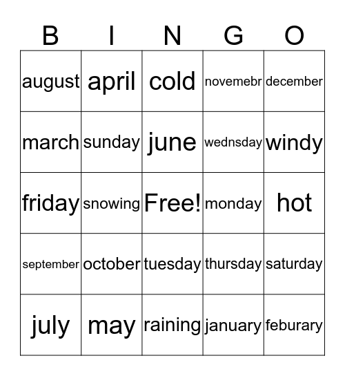 Untitled Bingo Card