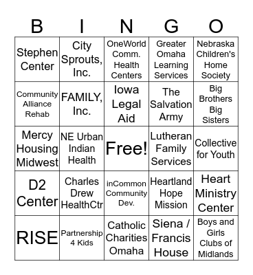 United Way Week -- BINGO! Bingo Card