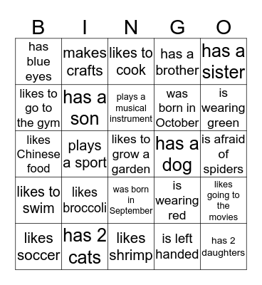 FIND SOMEONE WHO Bingo Card