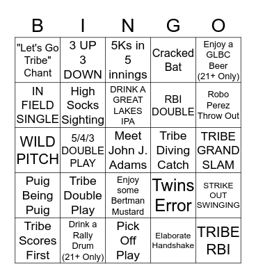 Brewpub Birthday Bash Baseball BINGO Card