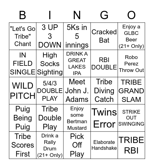 Brewpub Birthday Bash Baseball BINGO Card