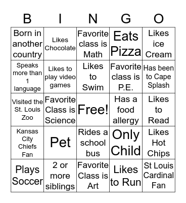 Let's Break the Ice Bingo Card