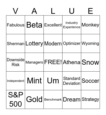 Frontier Asset Management Bingo Card