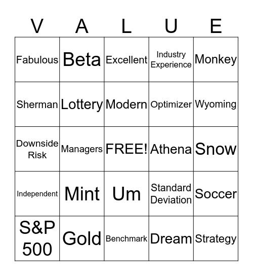 Frontier Asset Management Bingo Card