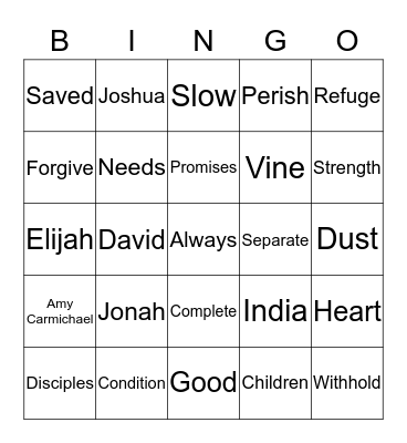 Promises Of God Bingo Card