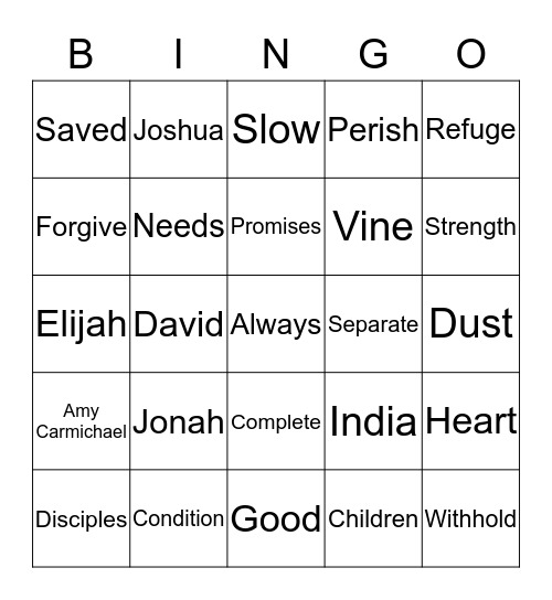 Promises Of God Bingo Card