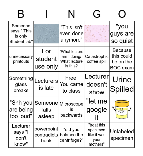 Student Laboratory Bingo Card