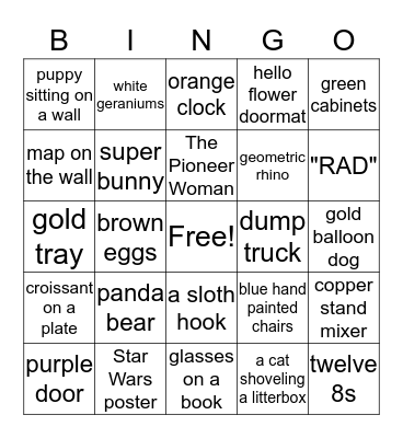 HGTV Magazine Bingo Card