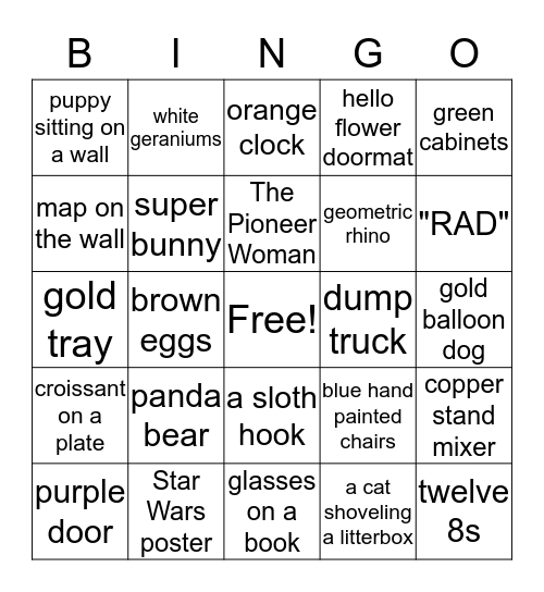 HGTV Magazine Bingo Card