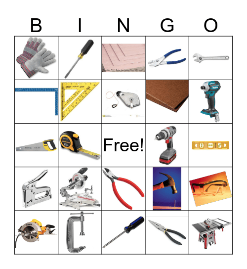 Tools and Building Materials Bingo Card