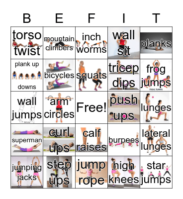Get Into Fitness Bingo Card