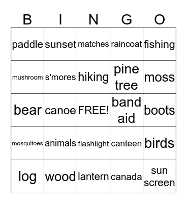 Campfire Bingo Card