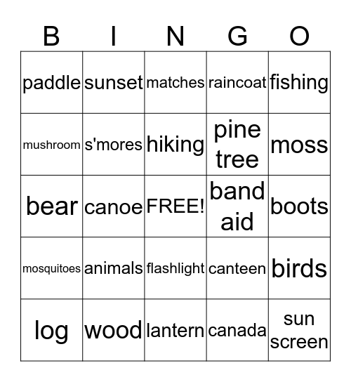 Campfire Bingo Card