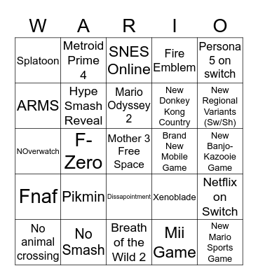 Things that wont be in the direct (9/4/19) Bingo Card