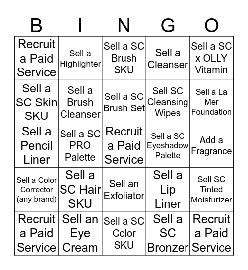 BI Contest Bingo Card