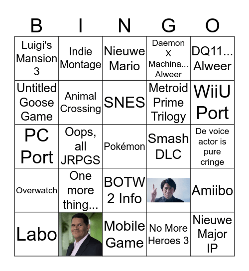 Nintendo Direct Bingo Card