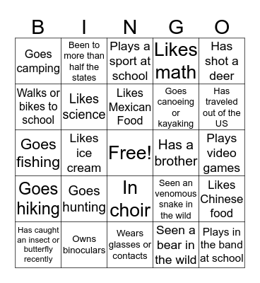 Science Bingo Card