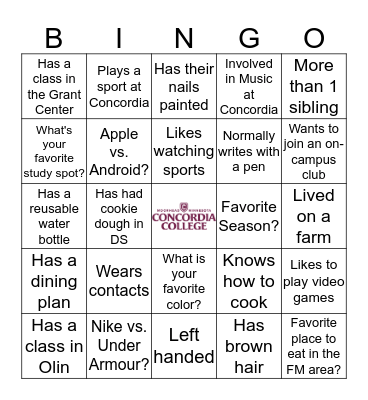 People Bingo Card