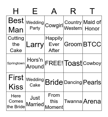 WEDDING SHOWER Bingo Card