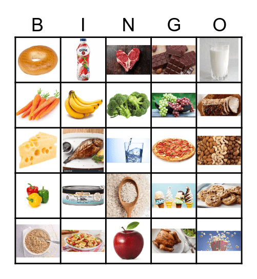 Healthy and unhealthy food. Bingo Card