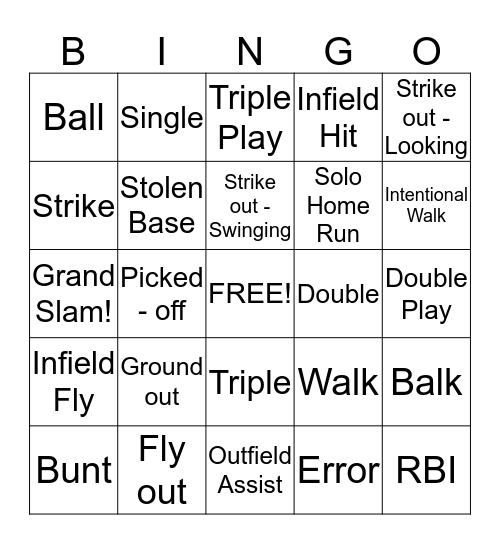 Brick City Baseball Club Bingo Card