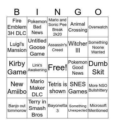 Sep 2019 Direct Bingo Card