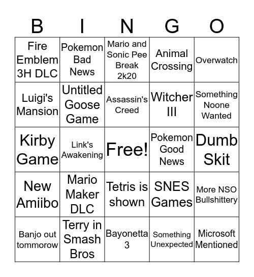 Sep 2019 Direct Bingo Card