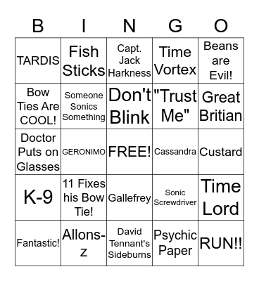 Doctor Who Bingo! Bingo Card
