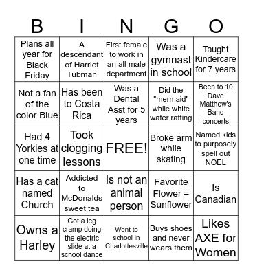 Potluck BINGO Card