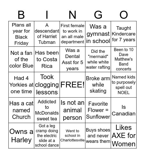 Potluck BINGO Card