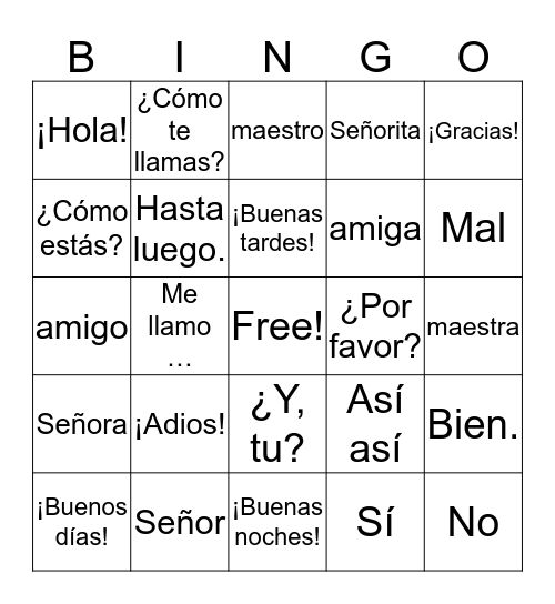 Lotería - Saludos Bingo Card