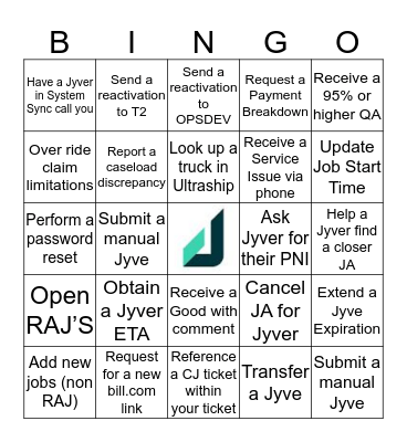 JYVE Bingo! Bingo Card