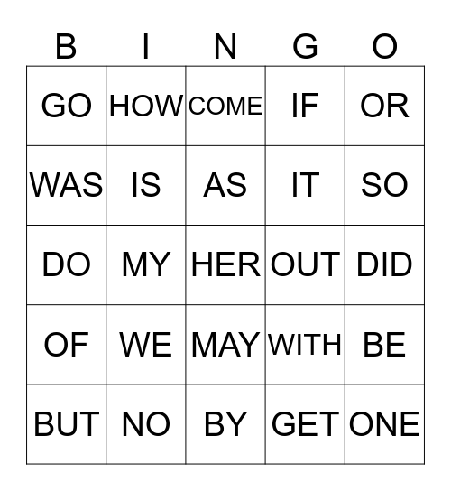WORD Bingo Card
