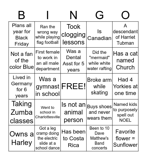 Potluck BINGO Card