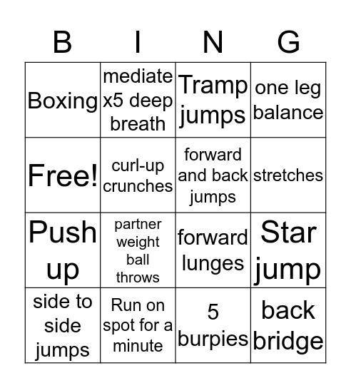 Kick-start Bingo  Bingo Card