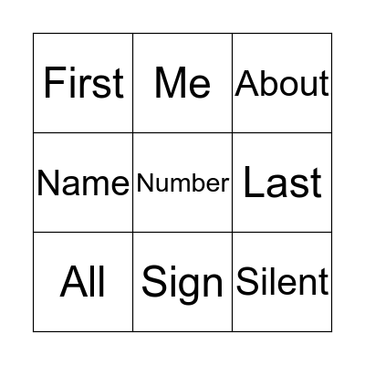 Bingo! I Know These Words! Bingo Card