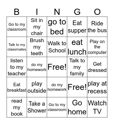 My Day! Bingo Card
