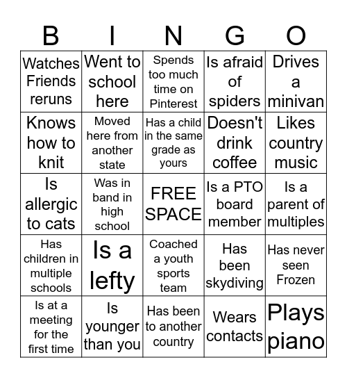 Ice Breaker Bingo Card